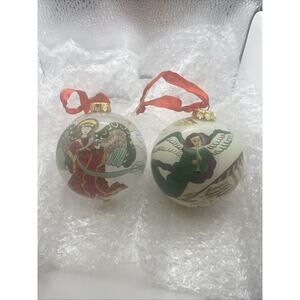 La Bien Vintage Glass Christmas Ornament~Angels Set Of 2